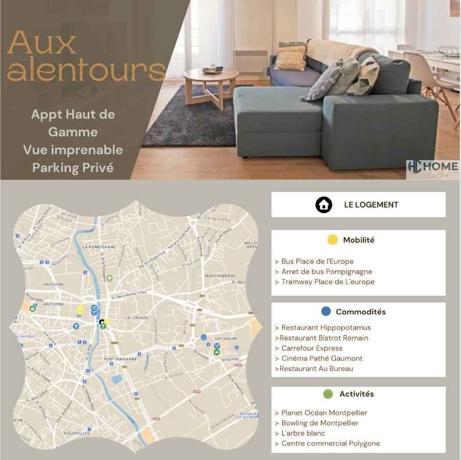 Appartement Cosy , Vue Imprenable, Parking Prive Montpellier Dış mekan fotoğraf